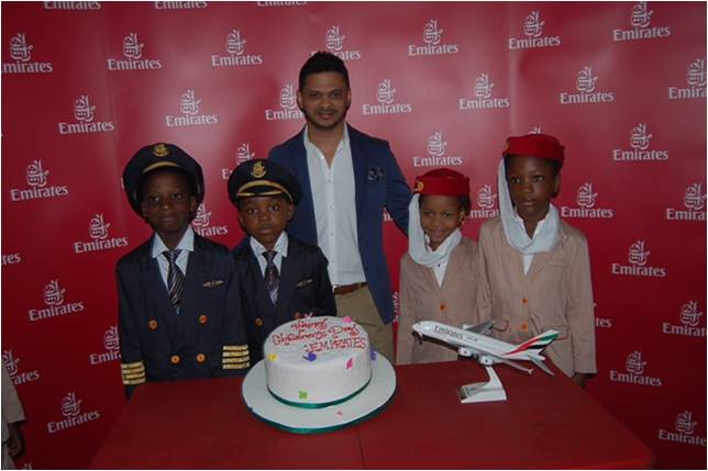 The Emirates Regional Manager West Africa, Mr Afzal Parambil and some Nigerian children at the recently-organized Emirates Children’s Event held on Children’s Day at the Ikeja City Mall, Alausa, Ikeja