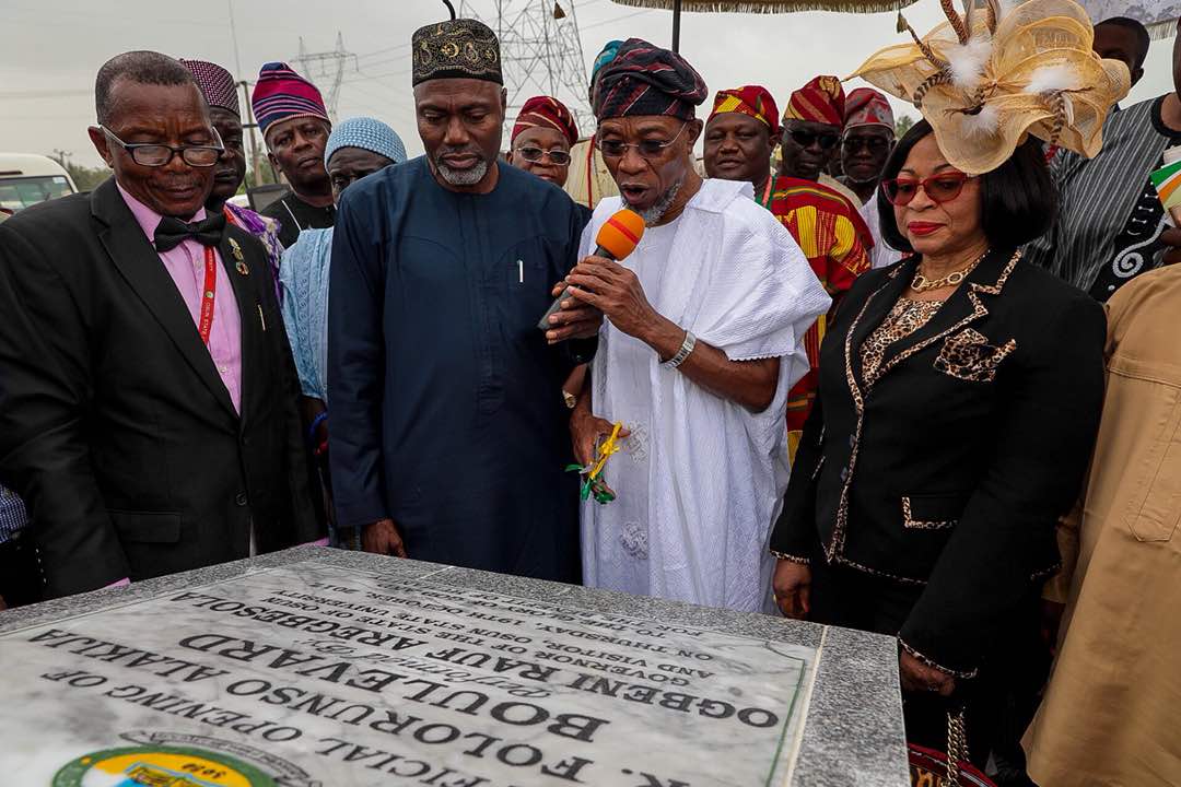 Osun: Aregbesola commissions University Road …as Alakija donates N250m for project completion