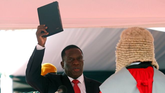 Breaking: Zimbabwe swears-in Emmerson Mnangagwa as new President