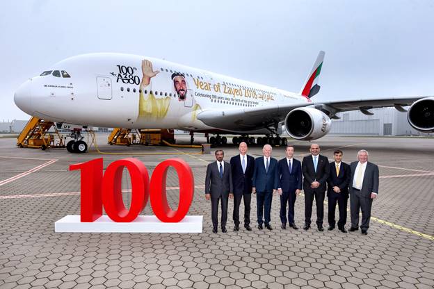Emirates welcomes 100th Airbus A380 to its fleet