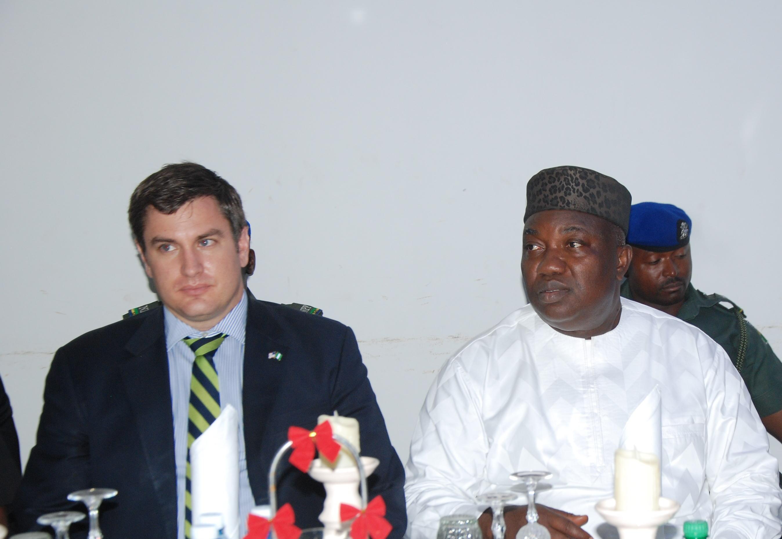 Governor Ifeanyi Ugwuanyi of Enugu State, with the Cultural Affairs Officer of the United States Consulate General, Mr. Larry Socha, during a courtesy visit at the Government House, Enugu, yesterday