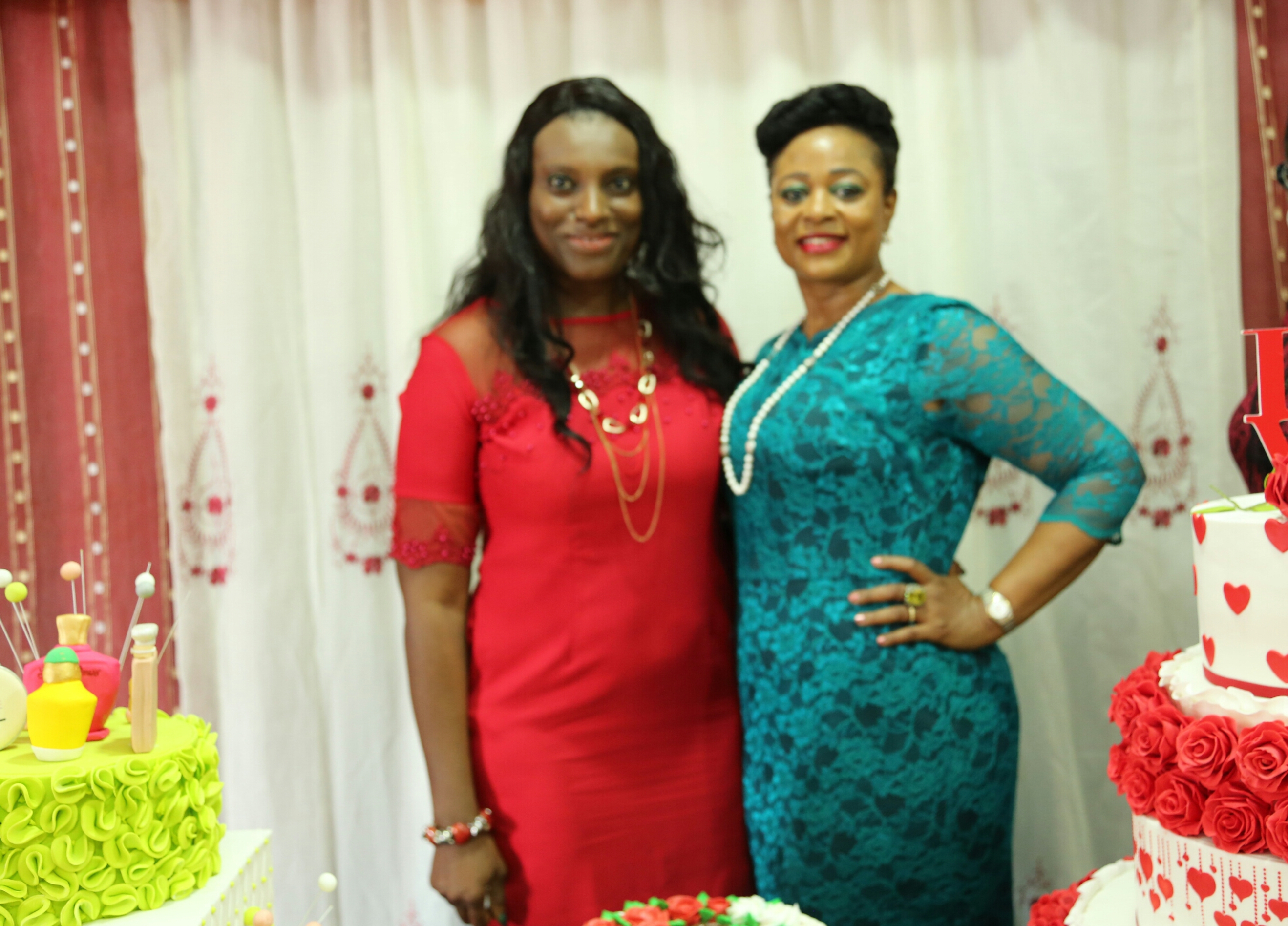 Mrs. Ifeoma Chigbogwu, MD/CEO, Quazy Global Ltd and Mrs. Chizor Malize , Founder & CEO of Brandzone Consulting share smiles during the former’s birthday party in Lagos.
