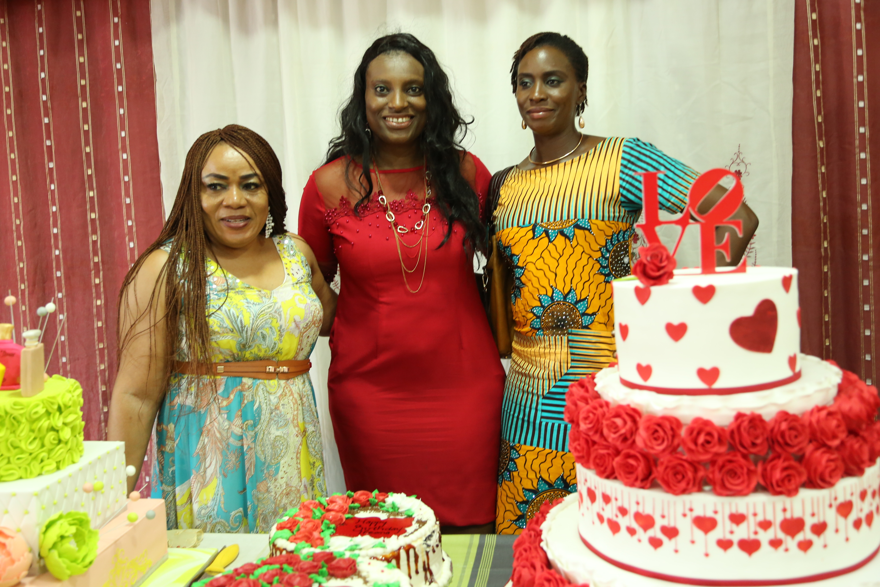 L-R: Mrs. Uduak Oludemi, CEO Ndiaudee; Mrs. Ifeoma Chigbogwu, MD/CEO, Quazy Global Ltd; and Mrs. Lilian Onyejekwe at Ifeoma’s birthday bash in Lagos.