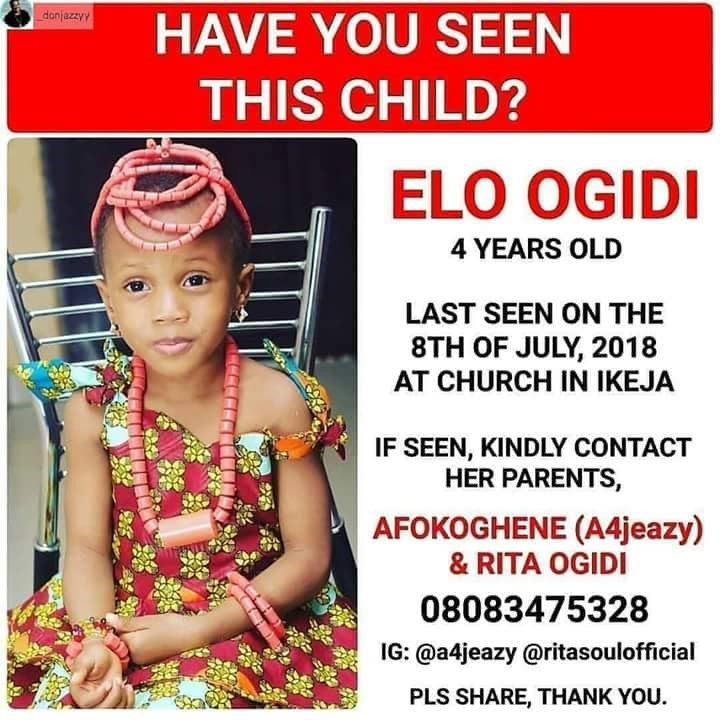 Elo Ogidi: Missing four-year-old from Lagos turns up in Benin orphanage