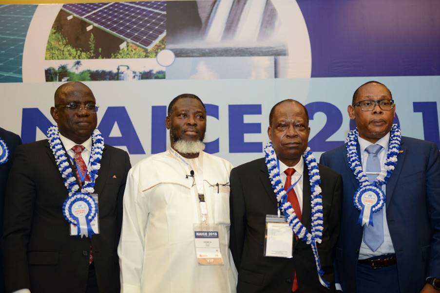 L-R; Managing Director, Shell Nigeria Exploration and Production Company, Bayo Ojulari; Chief Operating Officer, Upstream of Nigeria National Petroleum Corporation, Bello Rabiu; Vice Chairman/CEO, Emerald Energy Resources, Jude Amaefule; outgoing Chairman, Nigeria Council of the Society of Petroleum Engineers, Chikezie Nwozu, after a panel Session at the SPE Annual Conference and Exhibition in Lagos …on Wednesday