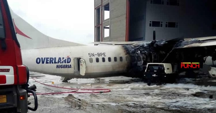 Overland Airways plane catches fire in hanger