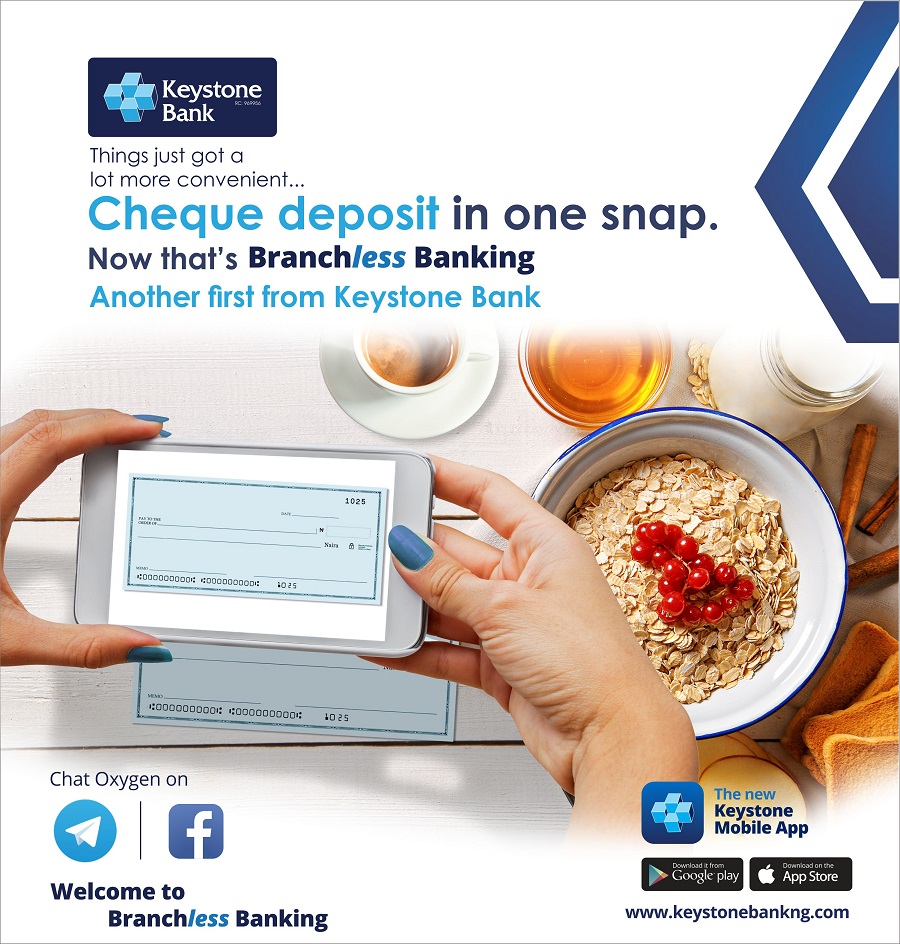 Keystone Bank introduces first cheque deposit feature in mobile app in Nigeria