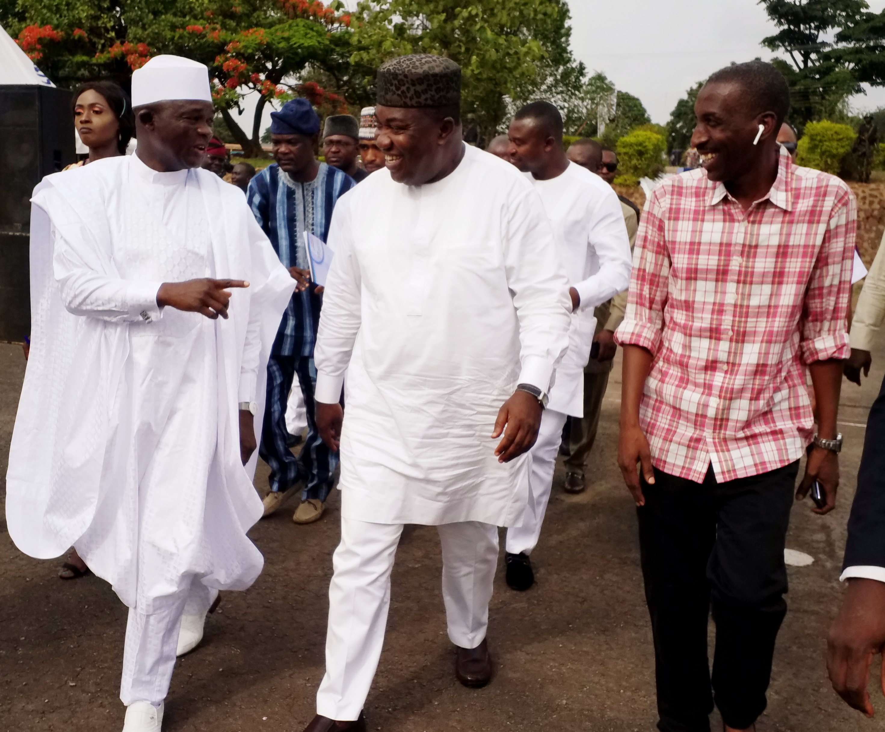 Enugu State Governor, Rt. Hon. Ifeanyi Ugwuanyi (middle) with the General Officer Commanding 82 Division Nigerian Army, Enugu, Major General Abubakar Sadiq Maikobi (left) and representative of the State Commissioner of Police, Mohammed Abubakar Jika, during the Division’s 2018 West African Social Activities (WASA) held at the Parade Ground, Abakpa Cantonment, Enugu yesterday.