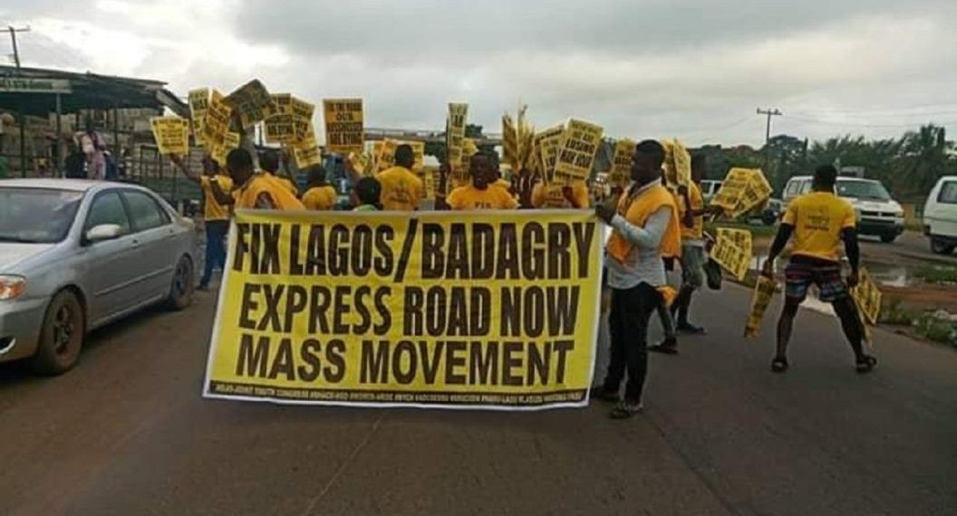 Lagos residents protest state of Badagry Expressway