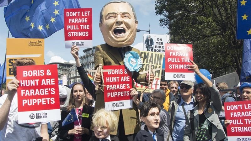 Anti-Brexit demonstrators protest in London as UK readies for new prime minister