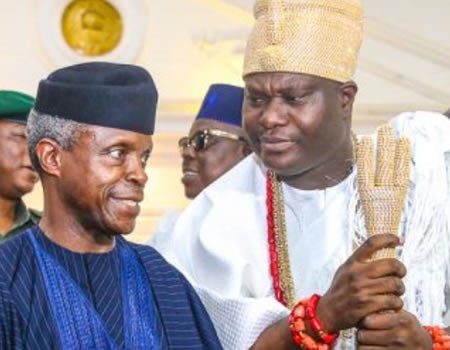 Killings: Ooni of Ife returns to Aso Rock, meets Osinbajo
