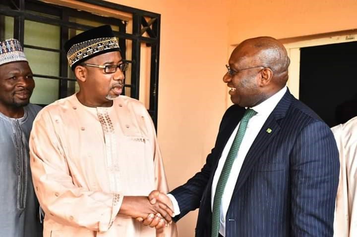 L-R: Ifie Sekibo, MD/CEO of Heritage Bank Plc; Senator Bala Mohammed, Governor Bauchi State and Commissioner for Agriculture, Samaila Burga, during the bank’s business call to the Bauchi State Governor on developmental project partnership with the bank, yesterday.