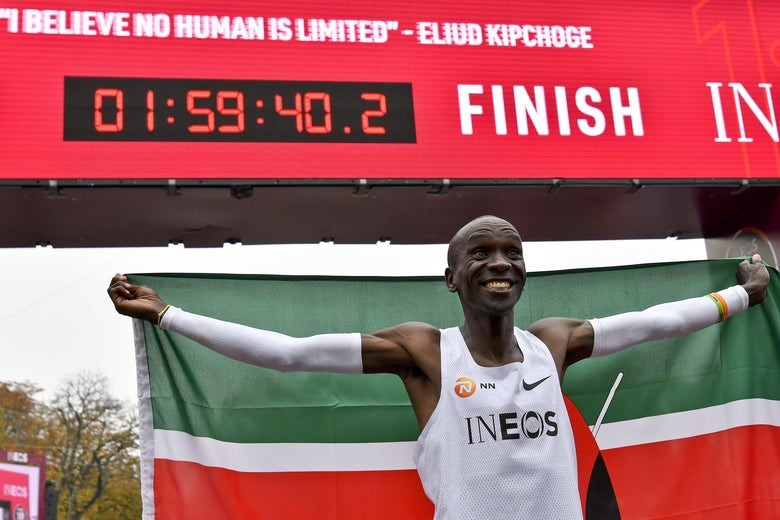 Eliud Kipchoge breaks two-hour marathon mark