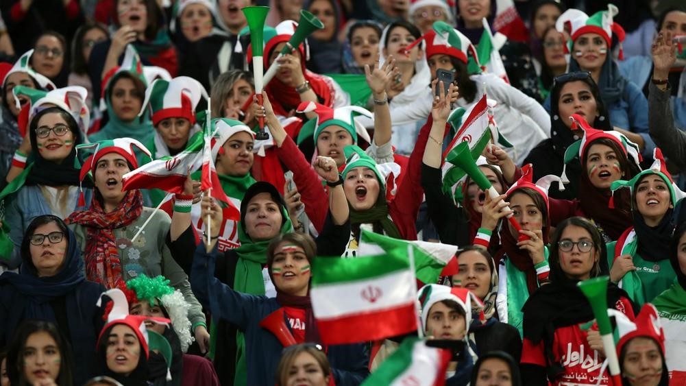 Iranian women watch football for first time as national team crush Cambodia 14-0