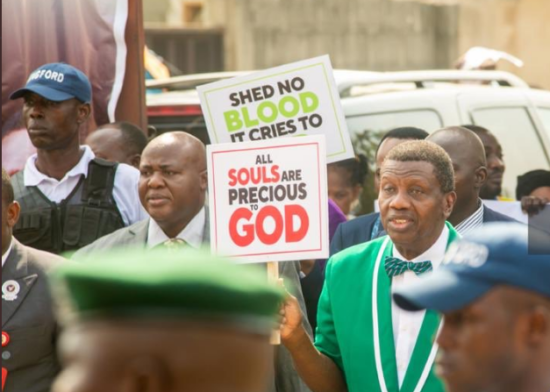 Pastor Adeboye leads protest against growing insecurity in Nigeria