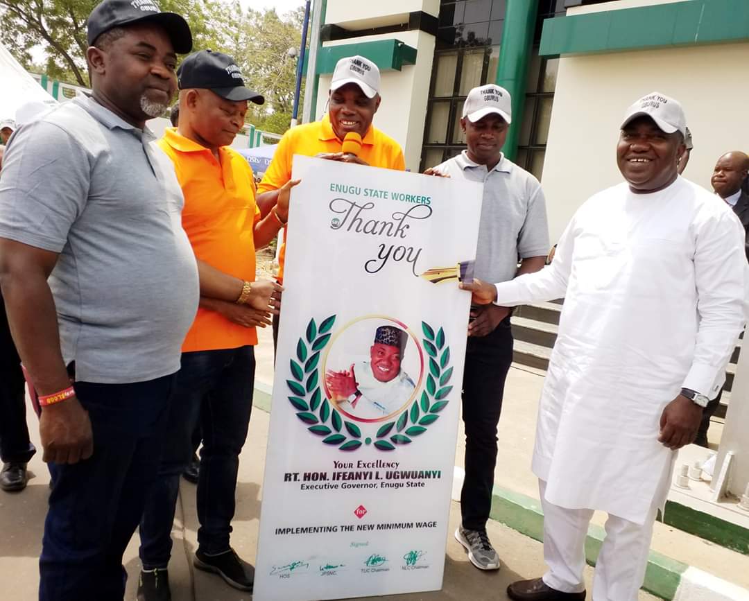 Jubilation as Enugu workers thank Ugwuanyi on payment of new minimum wage