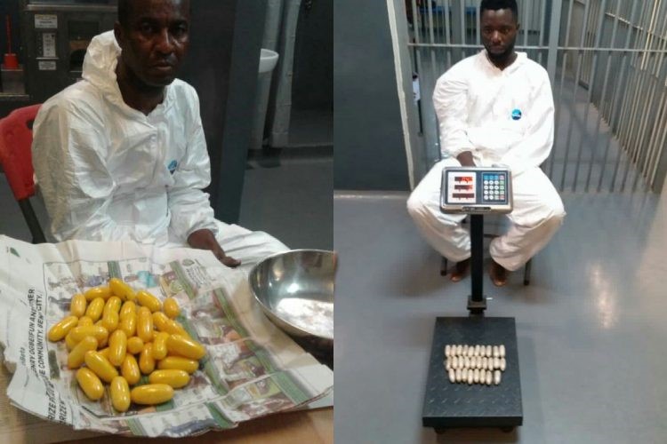 Two drug traffickers excrete 191 pellets of cocaine, heroin