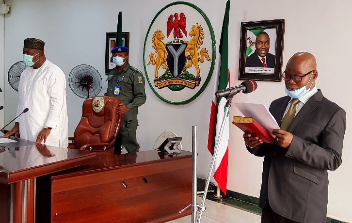 Gov. Ugwuanyi swears in Hon. Justice Ozoemena as Acting Chief Judge