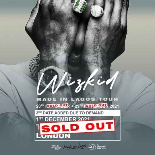 Wizkid sells out 3 shows at London’s 02 Arena in 35 minutes