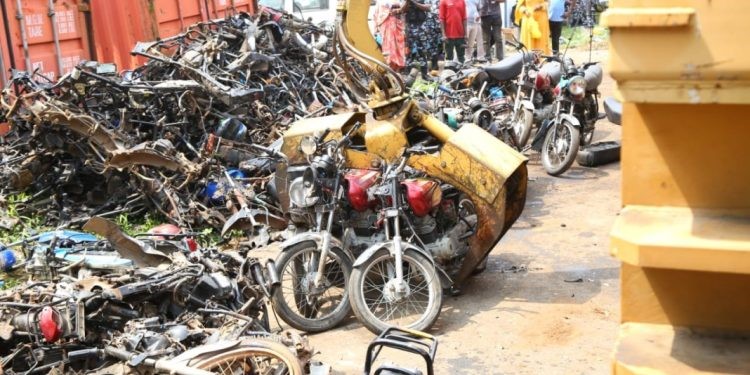 Lagos govt crushes 482 seized motorcycles as police vow to impound more