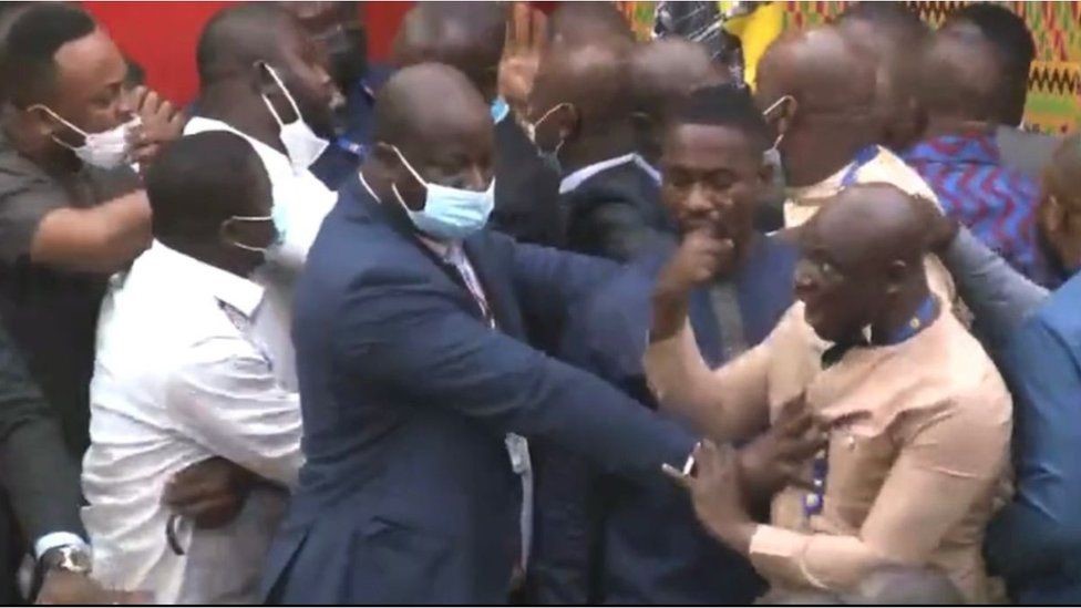 Ghana MPs throw punches in parliament over mobile money tax