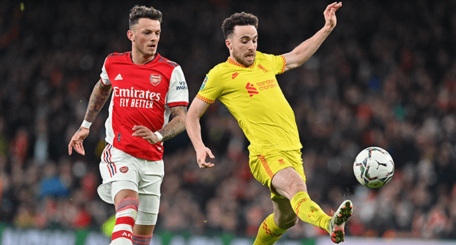 Jota brace breaks Arsenal, fires Liverpool into League Cup final