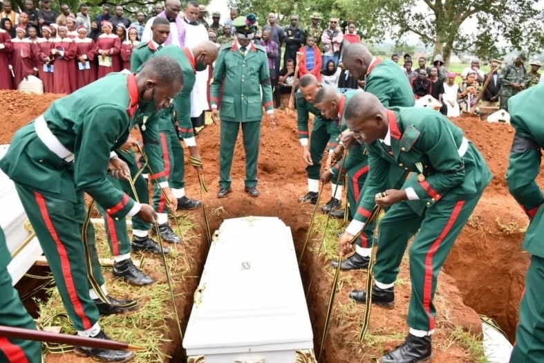 Soldiers bury colleague-victims of terrorists’ attack on Presidential Guard