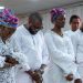 R-L: The Managing Editor, The Eagle Online, Dotun Oladipo; Columnist and daughter of the deceased, Oluwayemisi Raji (Tiwa Says); son of deceased, Olaniyi Uthman; Kemi, wife of Editor, Ovation magazine, Mike Effiong; and Ayoola Ikhizama, at the burial of Florence Titilayo Uthman on March 9, 2023 in Lagos