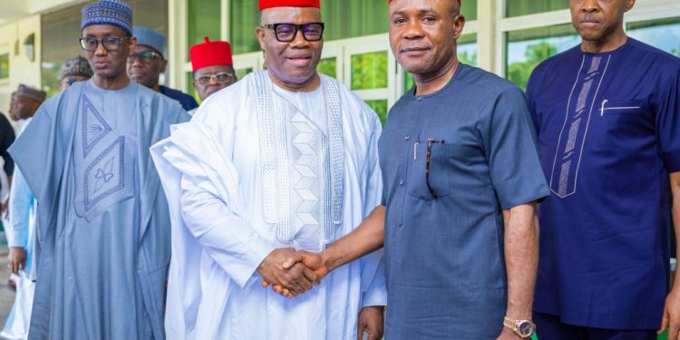 Akpabio in Enugu, seeks partnership with Mbah’s led administration on good governance