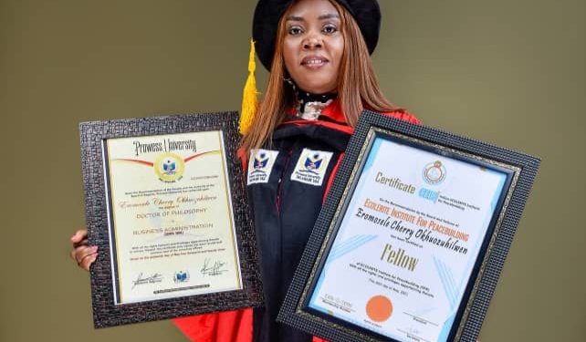 Cherry Eromosele receives another recognition, conferred with honorary doctorate degree