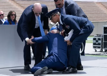 President Biden falls on Air Force stage