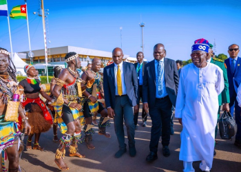 Tinubu arrives Guinea-Bissau for ECOWAS summit, visits Nigerian troops