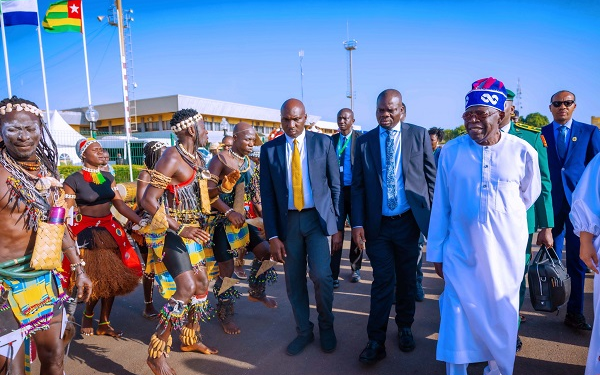 Tinubu arrives Guinea-Bissau for ECOWAS summit, visits Nigerian troops