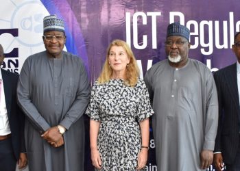 L-R: Country Manager and Managing Director, LM Ericsson Nigeria Limited, Peter Ogundele; Executive Vice Chairman/Chief Executive Officer, Nigerian Communications Commission (NCC), Prof. Umar Danbatta; Swedish Ambassador to Nigeria-Ghana and Cameroon, Annika Hahn; Executive Commissioner, Technical Services, NCC, Ubale Maska and Director, Special Duties, NCC, Dr. Ikechukwu Adinde at the workshop engagement for regulators in the West African region organized by Ericsson and Swedish Programme for ICT in Developing and Emerging Regions (SPIDER) at the NCC’s Annex Office, Mbora, Abuja.