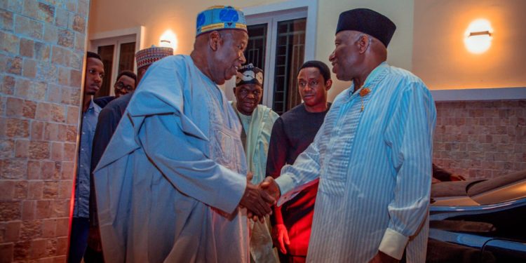 Jonathan visits APC Chairman, Ganduje, in Abuja