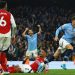 Man City snatch late equaliser against 10-man Arsenal