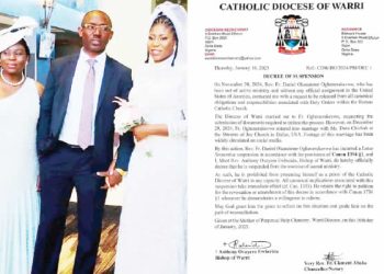 Catholic Church suspends Delta priest over secret US wedding