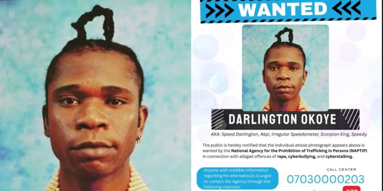 Alleged rape: Speed Darlington kicks as NAPTIP declares singer wanted