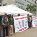 Retired military pensioners block Finance ministry gates over unpaid benefits