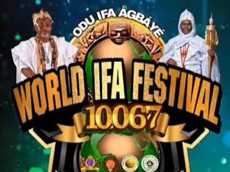 APC chieftain in Iboro Community, custodian of Ogun deity, Chief Olushina Olaniyi joins Ooni of Ife, others in celebrating 2025 World Ifa Festival