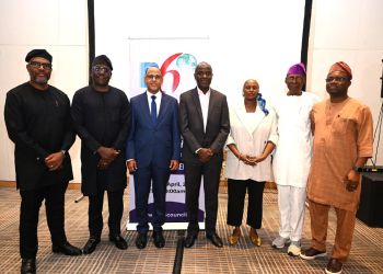 L-R: Tony Emoekpere, Council Member, National Internet Protocol Version 6 (IPv6); Engr. Abraham Oshadami, Executive Commissioner Technical Services, Nigerian Communications Commission, NCC; Mr. Muhammed Rudman, National President, IPv6 Council; Dr. Aminu Maida, Executive Vice Chairman/CEO,NCC; Barr. Rimini Makama, Executive Commissioner Stakeholder Management, NCC; Dr. Chris Uwaje, National Vice President, IPv6 Council; Mr. Adesola Akinsanya, President, National Internet Registration Association, NIRA/ Council Member, during the Inauguration of the National Internet Protocol Version 6, (IPv6) Council Members, at the Marriott Hotel, Ikeja, Lagos State on the 23rd April 2026