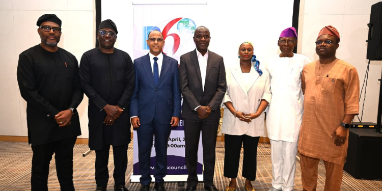 L-R: Tony Emoekpere, Council Member, National Internet Protocol Version 6 (IPv6); Engr. Abraham Oshadami, Executive Commissioner Technical Services, Nigerian Communications Commission, NCC; Mr. Muhammed Rudman, National President, IPv6 Council; Dr. Aminu Maida, Executive Vice Chairman/CEO,NCC; Barr. Rimini Makama, Executive Commissioner Stakeholder Management, NCC; Dr. Chris Uwaje, National Vice President, IPv6 Council; Mr. Adesola Akinsanya, President, National Internet Registration Association, NIRA/ Council Member, during the Inauguration of the National Internet Protocol Version 6, (IPv6) Council Members, at the Marriott Hotel, Ikeja, Lagos State on the 23rd April 2026
